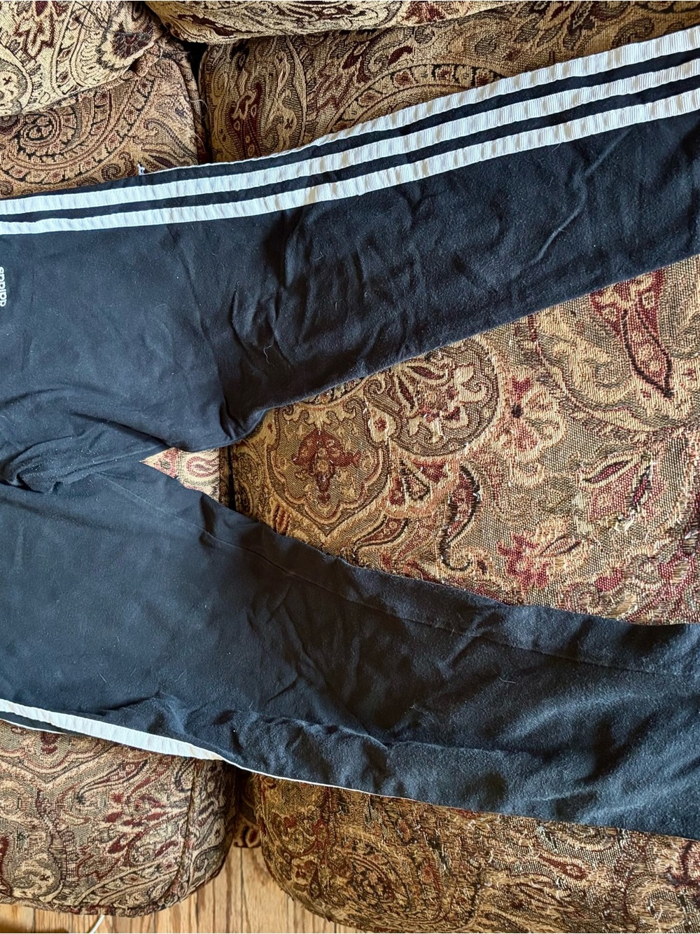 Adidas Black Leggings with White Side Stripes